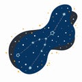 Cute constellation zodiac sign taurus. Doodles, hand drawn stars and dots in abstract space