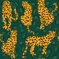 Cute contemporary trendy seamless vector pattern background illustration with leopards