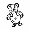 Cute contour teddy bear cartoon icon. Child toy. Idea for decors, school holidays, childhood themes. Vector isolated artwork. Royalty Free Stock Photo
