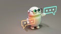 Cute Conversational copilot AI robot with speech bubble, 3d