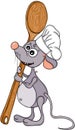 Cute cook mouse with big wood spoon