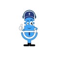 cute and cool blue microphone mascot