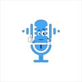 cute and cool blue microphone mascot