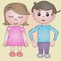 Cute and Cool Couple Cartoon Character