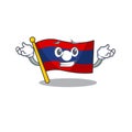 Cute and Cool Grinning flag laos Scroll mascot cartoon style