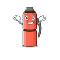 Cute and Cool Grinning thermos bottle Scroll mascot cartoon style Royalty Free Stock Photo