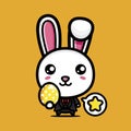 Cute and cool rabbit cartoon character holding easter egg Royalty Free Stock Photo
