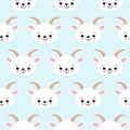 Cute Cool Seamless Pattern Baby Animals Farm Goat