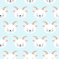 Cute Cool Seamless Pattern Baby Animals Farm Goat