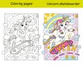 Cute and cool unicorn coloring and template vector Royalty Free Stock Photo