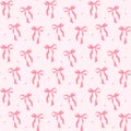 cute coquette aesthetic pattern seamless pink ribbon bow isolated on pink background