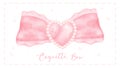 Cute coquette aesthetic pink bow in vintage ribbon style watercolor