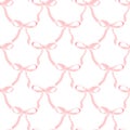 cute coquette pattern seamless pink ribbon bow isolated on white background Royalty Free Stock Photo