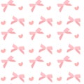 cute coquette pattern seamless pink ribbon bow isolated on white background