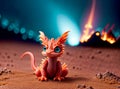 Cute coral baby dragon created with Generative AI