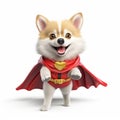 Cute Corgi Dog Superhero Rendered In Maya - 3d Character Design