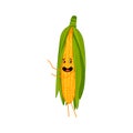 Cute corn cob cartoon character Royalty Free Stock Photo