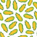 Cute corn cobs seamless pattern. Ripe vegetables background