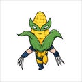 Cute corn hero illustration. kids hero design illustration