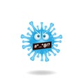 Cute coronavirus bacteria cartoon characters with angry expression. Mascot logo design