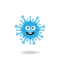 Cute coronavirus bacteria cartoon characters with smile expression. Mascot logo design