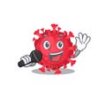 Cute coronavirus substance sings a song with a microphone