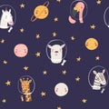 Cute cosmic seamless pattern Royalty Free Stock Photo