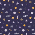 Cute cosmic seamless pattern Royalty Free Stock Photo