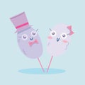 cute cotton candy illustration. cotton candy couple illustration. cotton candy children\'s book illustration Royalty Free Stock Photo