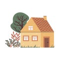 Cute country house. Sweet home. Vector cartoon