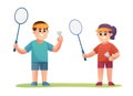 Cute couple badminton player character Royalty Free Stock Photo