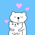 Cute couple bear hug with love cartoon vector illustration. Royalty Free Stock Photo