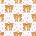 Cute couple bear is kissing seamless pattern