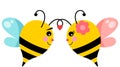 Cute couple bees in love valentine day