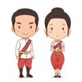 Cute couple in Cambodia national costume.