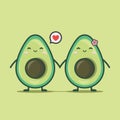 Cute couple cartoon avocado Vector illustration set Royalty Free Stock Photo