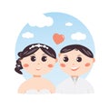 Cute couple cartoon wedding character design,sweet and romantic concept,.