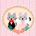 Cute couple cat for wedding theme background