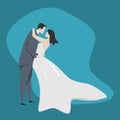 Cute couple character vector illustration. Wedding style romantic dress in love cartoon flat design