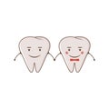 Cute couple cheerful teeth. Vector modern flat style cartoon character illustration. Clear tooth kid children christmas concept de