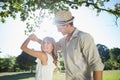 Cute couple dancing in the park