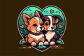Cute couple dogs in love animal valentine day card invitation background