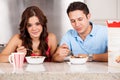 Cute couple eating breakfast Royalty Free Stock Photo