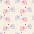 Cute couple elephant in love seamless pattern