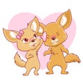 Cute couple of fennec foxes falling in love. Royalty Free Stock Photo