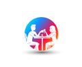 Cute couple in Love dating vector illustration. Love couple in restaurant - dating anniversary