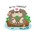 Cute couple otters holding hearts for valentineÃ¢â¬â¢s day