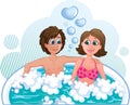 Cute Couple Sitting In A Jacuzzi Spa