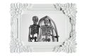 Cute couple of skeletons in photo frame. Family portraits in frame.