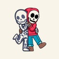 Cute couple skull with dancing poses